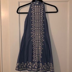 TULAROSA Halter mini dress with embroidered detail